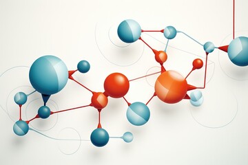 An image of a blue and red structure set against a clean, white background., Mono single amino acid molecule graphic design deocaration, AI Generated