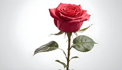 red rose with water drops on white background 