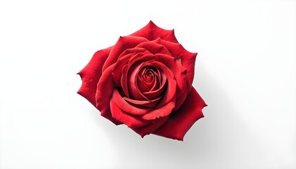 Single rose on the center of a white background, greetings card for valentine's day or weddings 