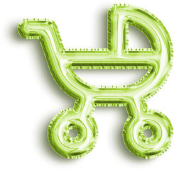 Baby Carriage Lime Foil Balloon Icon