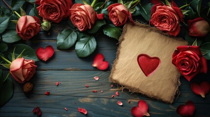 Na tym zdjęciu przedstawiona jest ramka ze zdjęciem w kształcie serca, która jest otoczona pięknymi różami.