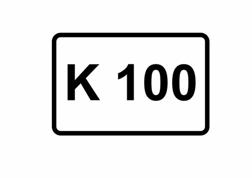 Illustration eines Kreisstraßenschildes der K 100 in Deutschland	