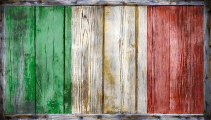 Italy National Flag painted on a old and worn wooden board. Background of italian flag colours. Banner header image.