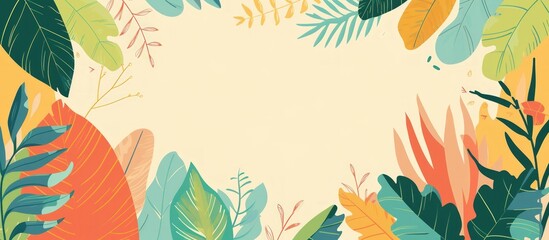Flat style design illustration hand drawn plants and leaves with copy space background. Generated AI