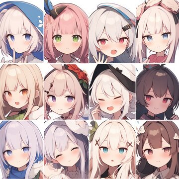 Collection of beautiful anime girl avatars.