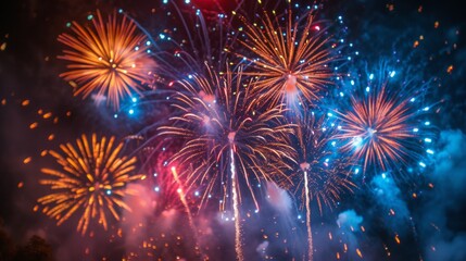 An explosion of colorful fireworks against a dark sky, marking a spectacular birthday finale.