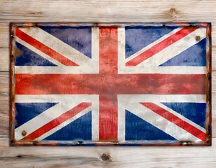 Fototapeta premium Great Britain United Kingdom National Flag painted on a old and worn metal board. Background of british flag colours. Banner header image.