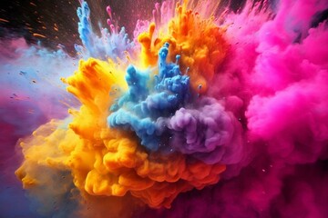 Vibrant color explosion with realistic paint powder. Generative AI