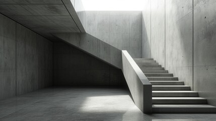 Minimalistic architectural detail â€“ a concrete staircase, with its sleek, unadorned design.