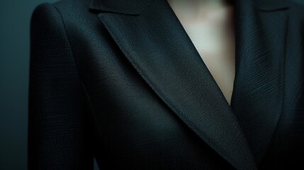 Close-up of minimalist couture, highlighting impeccable tailoring and understated glamour.