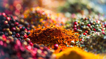 an assortment of whole spices, arranged in harmonious chaos - obrazy, fototapety, plakaty