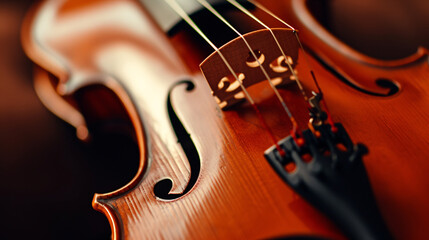 harmony of musical instruments, focusing on the elegant curves of a violin 