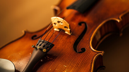 harmony of musical instruments, focusing on the elegant curves of a violin 