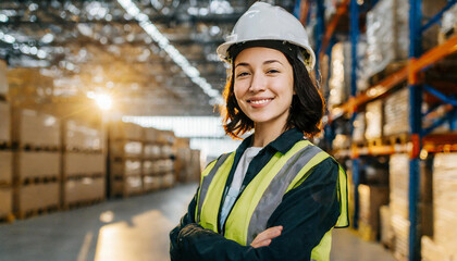 female worker in warehouse; logistician