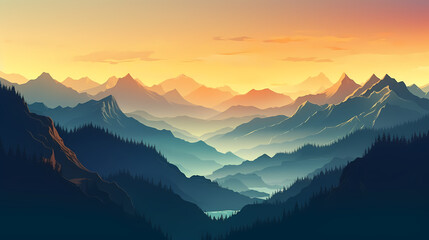 Stunning mountains, panoramic peaks PPT background