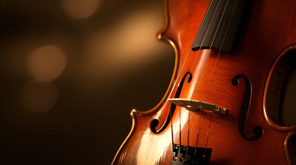 harmony of musical instruments, focusing on the elegant curves of a violin  - obrazy, fototapety, plakaty