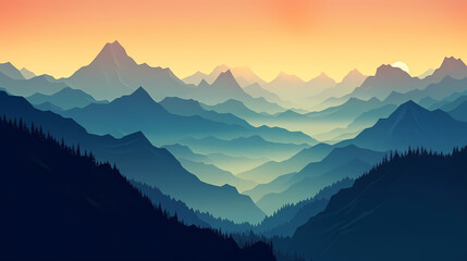 Stunning mountains, panoramic peaks PPT background