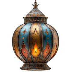 antique arabic lamp isolated on transparent background ,arabic lantern png ,generative ai - obrazy, fototapety, plakaty