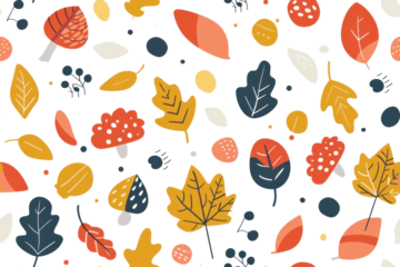 Pastel Autumn Seamless Pattern Illustration