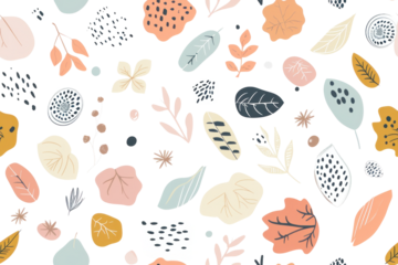 Autumnal Pastel Pattern on Transparent