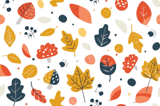 Pastel Autumn Seamless Pattern Illustration