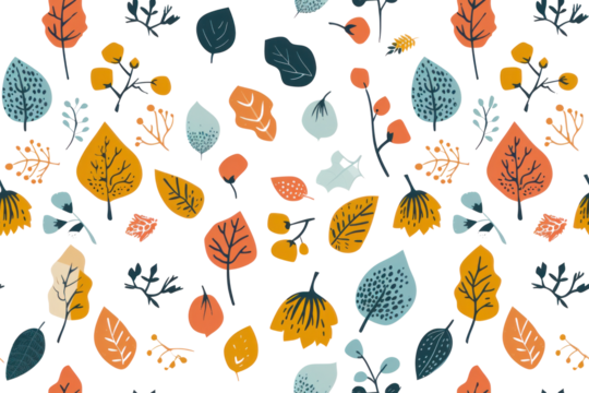 Pastel Autumn Pattern on Transparent Background