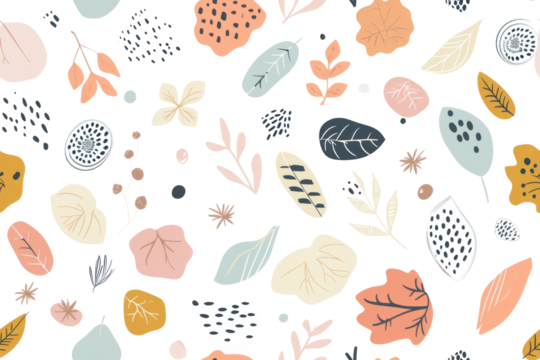 Autumnal Pastel Pattern on Transparent