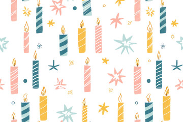 Pastel Birthday Seamless Pattern Background