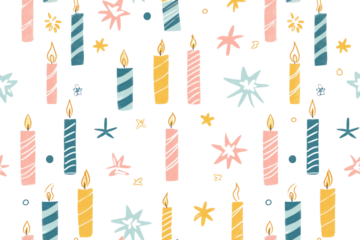 Pastel Birthday Seamless Pattern Background