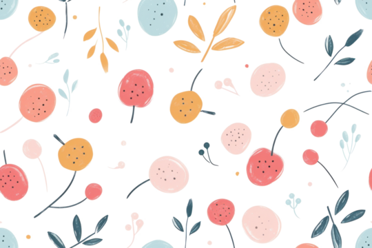 Pastel Berry Pattern on Transparent Background