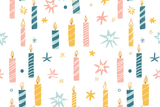 Pastel Birthday Seamless Pattern Background