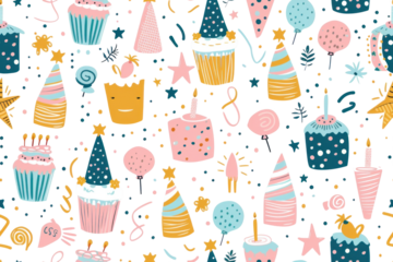 Pastel Birthday Seamless Pattern for Holidays