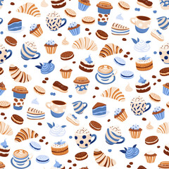 Coffee and Desserts Seamless Pattern