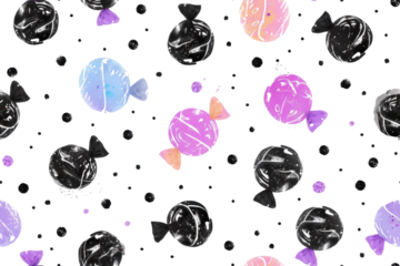 Pastel Candy Pattern on Transparent Background