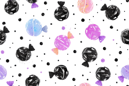 Pastel Candy Pattern on Transparent Background