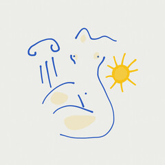 line art ancient column icon 