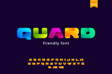 Rounded Square Colorful Ribbon Font vector Geometric design.