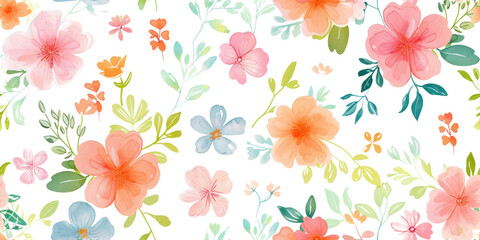 Pastel Flowers Seamless Pattern