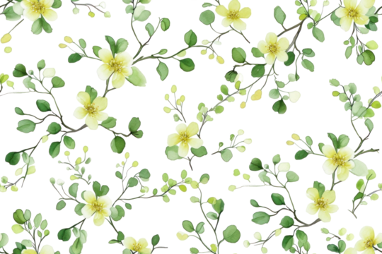 Pastel Floral Pattern on Transparent Background