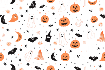 Pastel Halloween Seamless Pattern Background