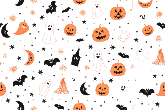 Pastel Halloween Seamless Pattern Background