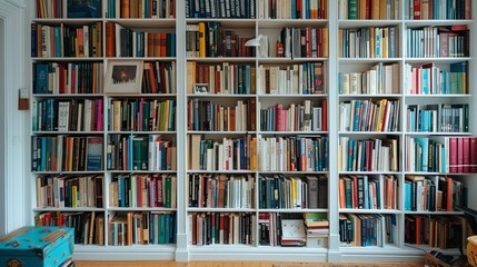 Brighton, England White wooden bookcase filled with books