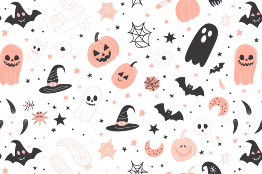 Pastel Halloween Seamless Pattern for Design - Powered by Adobe