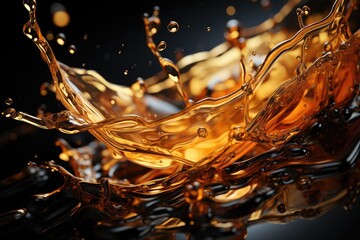 Engine oil cascading background, oil dynamic motion and the interaction with the metal surfaces