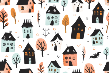 Pastel Halloween Pattern with Cute Icons