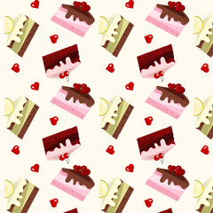 Cute cakes seamless pattern design wallpaper