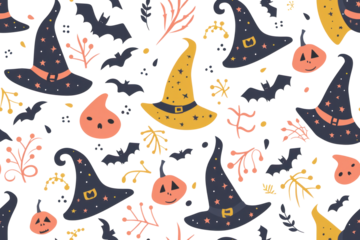 Pastel Halloween Pattern on Transparent Background