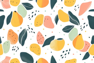 Fototapeten Pastel Fruit Pattern on Transparent Background © Аrtranq