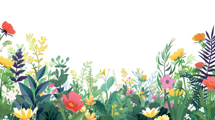 Fototapeta na wymiar Spring Meadow with Vibrant Flowers Banner