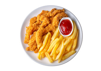 Homemade Crispy Chicken Tenders and French Fries